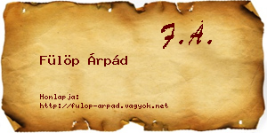 Fülöp Árpád névjegykártya